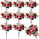 Yunsailing 8 Pack Artificial Peony Flowers Faux Silk Hydrangea Bouquet Wedding Home Table Decor Reusable Bouquet of Rose Flower for Birthday Wedding(Red and Pink)