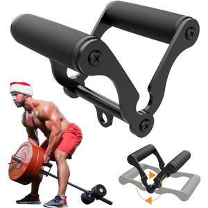 veimia V Bar T-Bar Row Landmine Handle Attachment for Barbell Bars, Solid Mine Double D Row Handle Grips with Non-Slip Rubber Grips, T-Row Attachment for Olympic Strength Training Bars