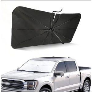 Soruci Windshield Sun Shade Umbrella for Tesla Cybertruck 2024 2025 Truck Accessories, Titanium Silver Coating for UV Ray Block Foldable Car Front Window Sunshade with Storage Pouch Keep Cool
