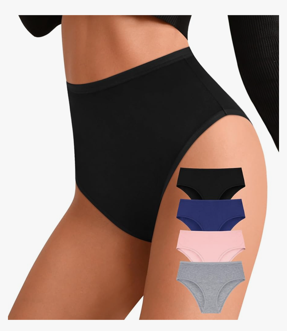 ASIMOON High Waisted Seamless Womens Bikini Underwear No Show Postpartum High Cut Cheeky Ladies Panties 4 Pack M