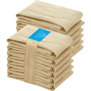 RUVANTI Flour Sack Towels 12 Pack 28 x 28 Inches, Ring Spun 100% Cotton Dish Towel, Machine Washable, Absorbent - Flour Sack Kitchen Towels for Drying and Cleaning - Camel