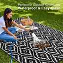 OLANLY Outdoor Rug 5x8 ft Waterproof, Outdoor Plastic Straw Rug with Geometric Pattern Clearance, Reversible RV Mat for Patio, Camping, Balcony, Deck, Backyard, Black & White