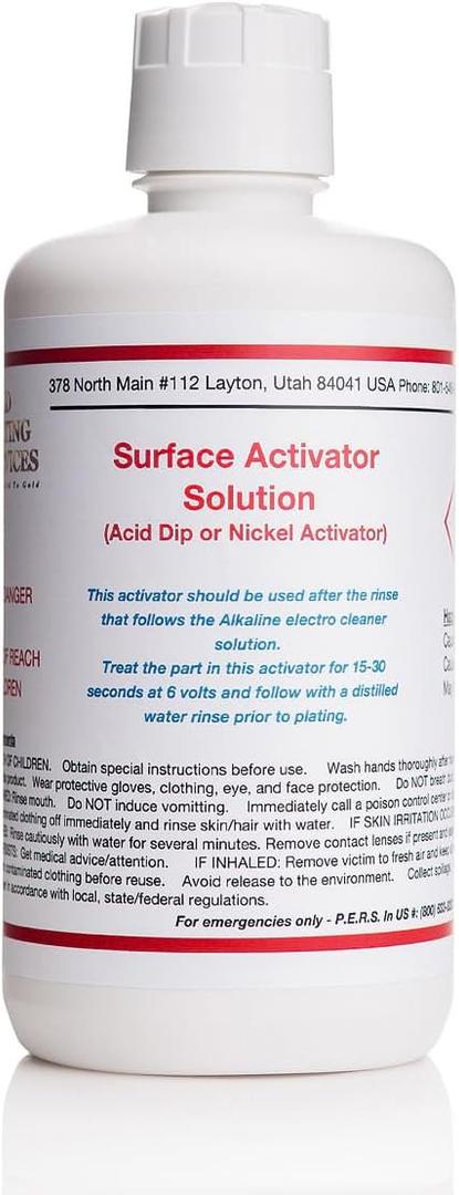 Gold Plating Services 32 oz/1 Liter - Surface Activator Solution - (Activator for Nickel, Copper, Brass, & Silver)