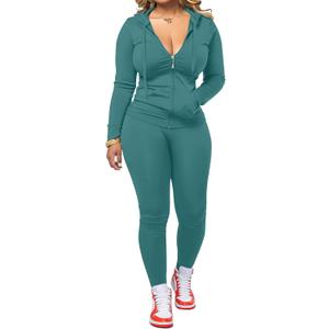 Women Two Piece Outfits Workout Sets Bodycon Legging Jacket Tracksuit Zip Up Hoodie Jogger Matching Sweat Pants Set, Medium