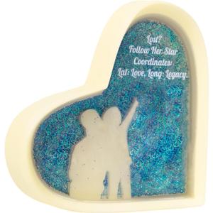 Presents for Mom - Celestial Resin Heart Jewelry Dish, Mother-Daughter Silhouette & Glowing Stars Design (Mother's Day/Christmas)