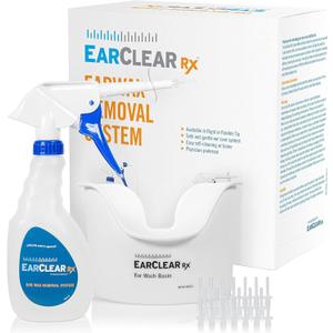 EarClear Rx Complete Ear Wax Removal & Cleaning Kit Safe, Gentle, Doctor-Recommended Ear Cleaning & Ear Wax Removal Kit for Adults & Kids Includes Bottle Washer, Basin & 20 Rigid & Flexible Tips