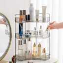 Aveniee Corner Bathroom Counter Organizer, Bathroom Countertop Shelf Makeup Storage, Clear Perfume Tray Holder (3 Tiers, White)