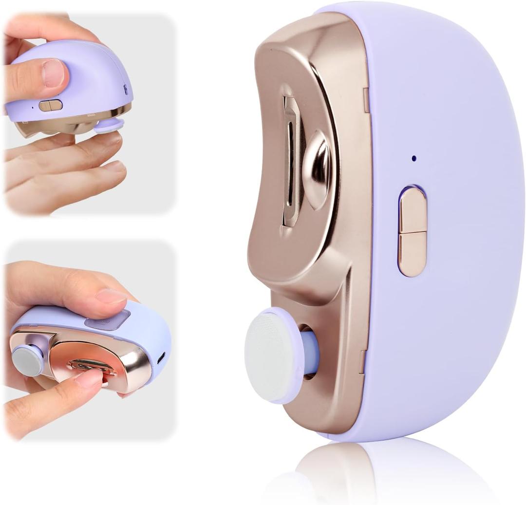2 x Electric Nail Clipper,Electric Nail File,3 in 1 Automatic Nail Trimmer with Polishing,Automatic Nail Grinder for Women,Electric Nail Trimmer with Nail File Nail Buffer for Men,Baby, Seniors (Purple)