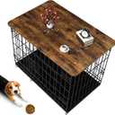 Dog Crate Topper Wood Countertop for 48 Inch Dog Cage, Dog Crate Table Topper Collapsible Dog Kennel Topper (Rustic Brown, 48 Inch)