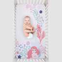 Disney The Little Mermaid Ariel - Coral, Aqua & White Photo Op Fitted Crib Sheet, Coral, Aqua, Pink, Navy