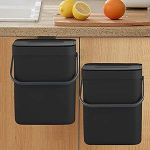 LALASTAR Countertop Compost Bin with Lid, Hanging Small Trash Can with Lid Under Sink for Kitchen, Food Waste Bin for Countertop, Mountable Garbage Can for Bathroom, RV, 5L/1.3 Gal, Black 1 pcs LALASTAR Countertop Compost Bin with Lid, Hanging Small Trash Can with Lid Under Sink for Kitchen, Food Waste Bin for Countertop, Mountable Garbage Can for Bathroom, RV, 5L/1.3 Gal, Black 1 pcs