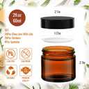 2 oz Amber Glass Jars with Lids 17Pack, Small Jars with Inner Liners for Sample, Powder, Cream, Lotion and Ointments with Stickers & Spatulas Included