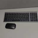 Seenda Rechargeable Wireless Keyboard Mouse, Ultra Thin Low Profile Wireless Keyboard and Mouse with Number Pad, Quiet Portable Combo Compatible for Windows XP/7/8/10/11/11 Pro, Black and Grey