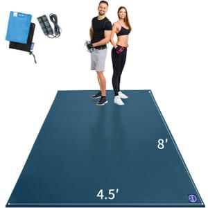 MRO Extra Large Exercise Mat For Home Gym, 8'x4.5'/7'x4.5'/6'x4.5'(7mm) Workout Mats for Gym Flooring, Non-Slip, Extra Thick Durable Cardio Mat, Ideal for Plyo, Weights, MMA, Jump Rope -Shoe Friendly