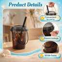 30 Set 24 oz Drink Buckets with Lids and Straws Disposable Clear Rum Plastic Drinking Cocktail Bucket with Handles for Beverage Coffee Lemonade Pool Picnic Party Supplies (Black)