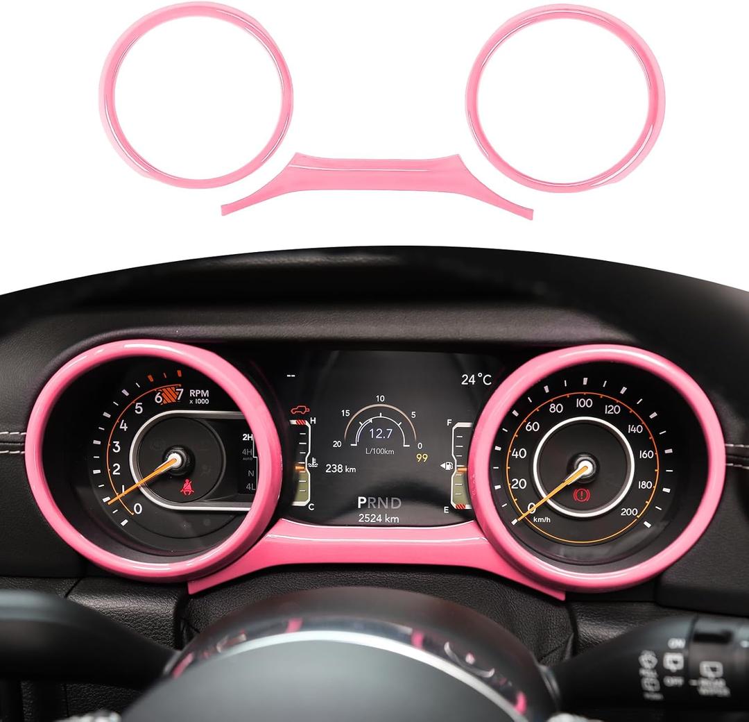 RT-TCZ for Jeep JL Dashboard Instrument Panel Gauges Trim Ring Cover for Jeep Wrangler JL JLU Gladiator JT 2018-2023 Pink Interior Accessories 3pcs