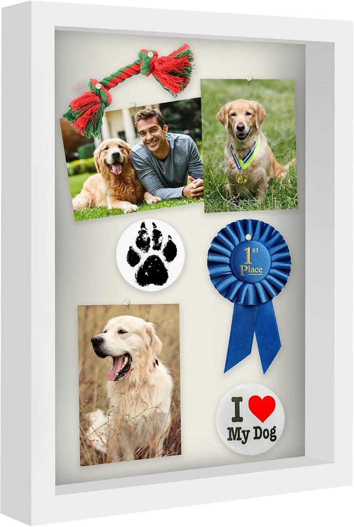 Americanflat 12x16 Shadow Box Frame with Polished Plexiglass - Silhouette Collection - Large Shadow Box Display Case for Tabletop and Wall Display - White with Soft Felt Back