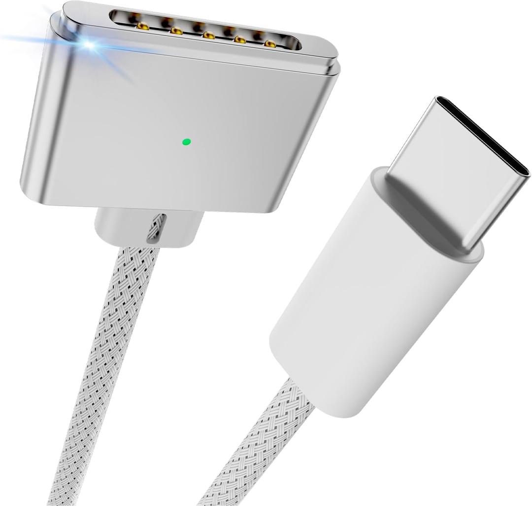 140W USB-C to Magnetic 3 Cable, Safe Charging Cable Compatible with MacBook Pro 2021 M1 Pro & Max 14" 16", MacBook Air 2022 M2, MacBook Pro 2023 M2 Pro & Max 14" 16" - 6.6ft White