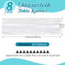 8 Pack White Cheesecloth Table Runners 20x120 Inch Gauze Table Runner Cheese Cloth 10FT White Table Runner Rustic Sheer Runner for Wedding Birthday Party Baby Shower Table Decor