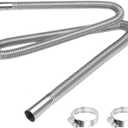 1 Inch Stainless Steel Exhaust Hose, 120CM/47.24 Inch Flexible Diesel Heater Exhaust Pipe, Parking Air Heater Exhaust Pipe Tubing, Fuel Tank Diesel Gas Vent Hose with 2 Hose Clamps