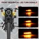 Switchback Sequential Front Fork LED Turn Signals with Relocation Kit, Motorcycle Running Lights for 39-41mm Front Mount Fork Harley Sportster 883 1200 Dyna Touring Road King 1986-2013