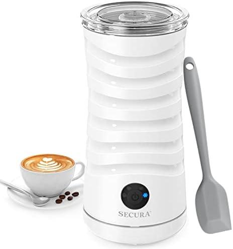 Secura Electric Milk Frother, Automatic Milk Steamer, 4-IN-1 Hot & Cold Foam Maker-8.4oz/240ml Milk Warmer for Latte, Cappuccinos, Macchiato without Silicone Spatula, Silent Operation & Shut-off