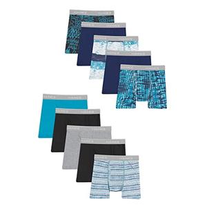 Hanes Boys' and Toddler Underwear, Comfort Flex and ComfortSoft Boxer Briefs, Multiple Packs, Solids/Prints Assorted-pack of 10, Large
