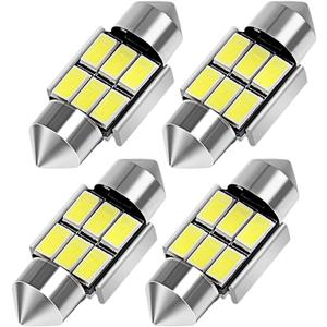 TORIBIO 31mm LED Bulbs 6000K Pure White Bright Interior Car Lights Error Free CANBUS 6-SMD 5730 Chipsets 3175 Festoon Dome Lights, De3021 De3175 LED Bulbs 4pcs