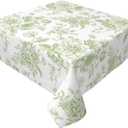 Sage Green Floral Tablecloth 60x60 Inch Square Vintage Chinoiserie Flower Green Toile Table Cloth Spring Decorative Polyester Stain Resistance Table Cover for Party Picnic Kitchen Decor