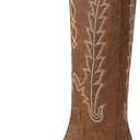 Cowboy Boots for Women - Knee High Pointed Toe Chunky Heel Pull On Zipper Western Cowgirl Boots, Retro Country Vintage Fashion Tall Boots (11, Brown)