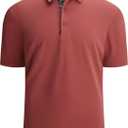Alex Vando Mens Polo Shirts Short Sleeve Regular Fit Fashion Designed Shirt, Vermilion, XL