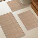 YIHOUSE Bathroom Rugs Sets 3 Pieces, Khaki Ultra Thin Bath Mats Fit Under Door, Absorbent Quickly Dry Rubber Backing Braided Bath Mat Set, Non Slip Washable Bath Rugs for Bathroom Floor, Khaki