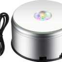 LED Colorful Light Rotating Glass Statue Display Base Round 7-Color LED Night Light Stand with USB Cable Lamp Holder