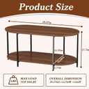 Coffee Table for Living Room, 39" Oval Coffee Table with Storage, 2-Tier Wood and Metal Center Table, Modern Living Room Table with Rounded Edge, Easy Assembly