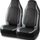 Skechers Memory Foam Car Seat Covers, Leather High Back Seat Covers Quilting Design,Waterproof Sports Car Seat Covers Front Seats,Airbag Compatible, Universal Fit for Most Cars, SUVs,Trucks,Gray (Black and Grey)