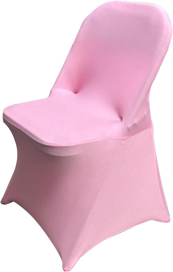 HAINARverS Folding Chair Covers for Wedding, 10pcs Stretch Spandex Washable Fabric Chair Cover, Decoration Chair Cover for Wedding, Party, Banquet, Birthday, Conference, Event(Pink, 10 PCS)