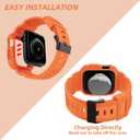 OROBAY Rugged Band Compatible with Apple Watch Band 45mm/44mm/42mm with Case, Shockproof Strap for iWatch SE3 SE2 SE Series 9/8/7/6/5/4/3/2/1 with Bumper Case Cover Men Women, Orange