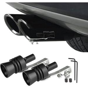 2PCS Car Turbo Whistle, Aluminum Alloy Universal Turbo Whistle, XL Size Aluminum Alloy Universal Turbo Sound Exhaust Muffler Pipe Whistle Car Roar Make (Black)