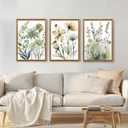 SYWENNOI Wood Framed Green Botanical Canvas Wall Art, Boho Floral Watercolor Art Wall Decor, Minimalist Flower Pictures Poster Prints for Bedroom Bathroom Living Room Ready to Hang 16x24 Inches