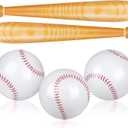 durony 5 Pieces Inflatable Baseball Set Including 2 Piece 31.5 Inch Baseball Bat Inflates 3 Piece 5.5 Inch Beach Baseball Sports Baseball Party Favors for Birthday Party Pool Beach Fun Sports Game