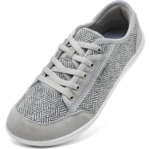 HOBIBEAR Barefoot Shoes for Women Men Zero Drop Sole Wide Toe Box Walking Sneakers (Light Grey)