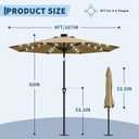 Garvee 9FT Solar Patio Umbrella with 32 LED Lights - Outdoor Table Umbrella with Crank Lift, Push Button Tilt and 8 Sturdy Ribs - Market Umbrella UV Protection for Pool, Deck, Yard, Garden -Tan