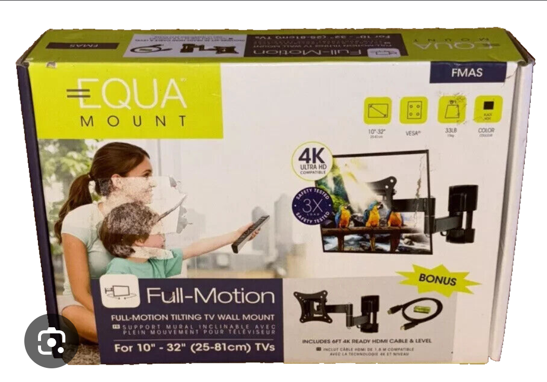 EQUA FULL MOTION TILTING TV WALL MOUNT BRACKET SWIVEL 10"-32" IN LED LCD NEW