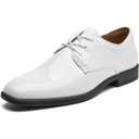 Men's Tuxedo Dress Shoes Patent Leather Oxfords Classic Formal Suit Shoes with Lace-Up, Size 42, White