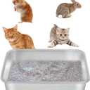 Kichwit Stainless Steel Cat Litter Box, Kitten Litter Tray, Metal Cat Litter Pan, Non Stick Smooth Surface, Easy to Clean (17.5" L x 13.5" W x 4" H)