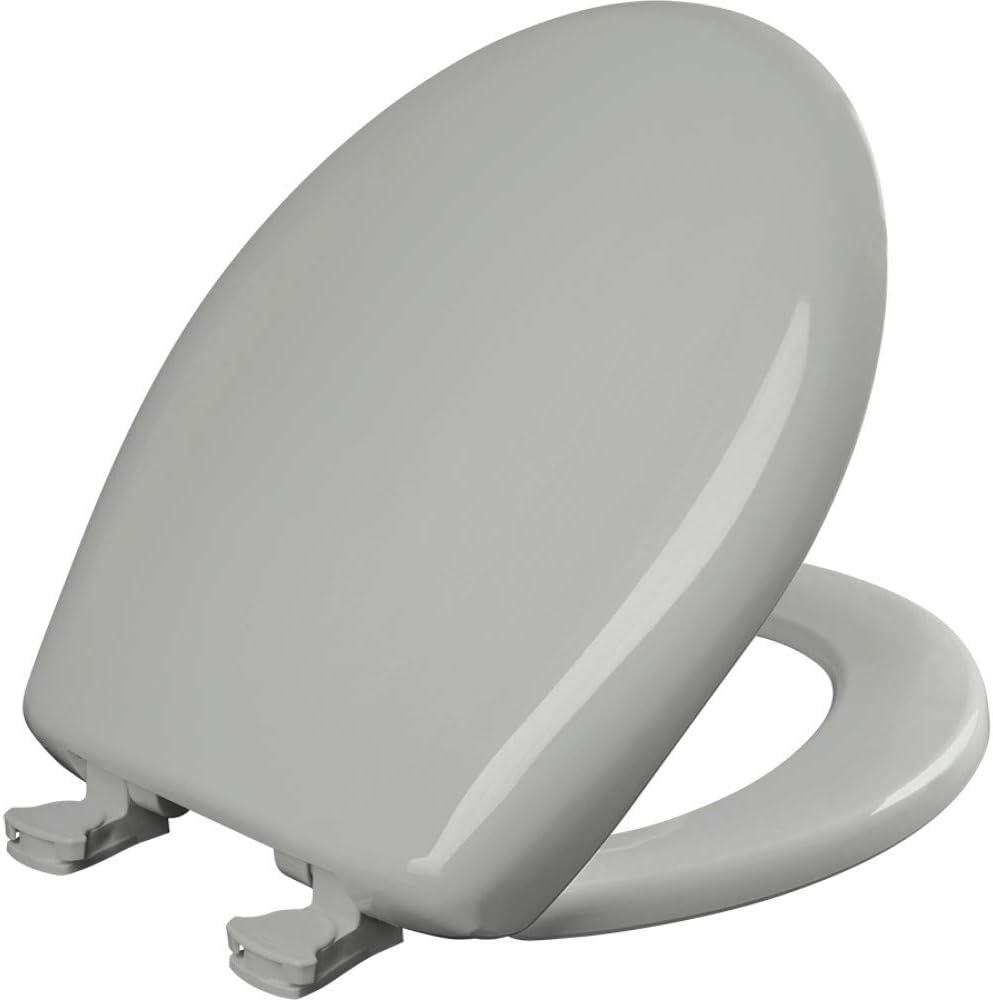 Bemis Classic Colors Slow Close Toilet Seat, Easy Clean Hinges and Durable Plastic Seat, Made in USA, Round, Ice Grey