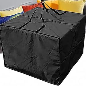 Square Outdoor Cushion Storage Bag Large Patio Cushion Cover Storage Bag with Zipper Handles Waterproof for Furniture Seat Cushions 32x32x24in (1xBlack)