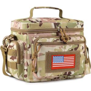ATRIPACK Lunch Box for Men, Tactical Lunch Bag MOLLE Webbing Leakproof Insulated Large Lunch Cooler Women Adult Meal with Adjustable Shoulder Strap Durable Lunch Pail (Camo-Brown) (Medium)