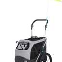 TRIXIE Quick-Fold Convertible Dog Bike Trailer, Quick Set-up and Fold Down, Easily Converts to Pet Stroller (Medium)