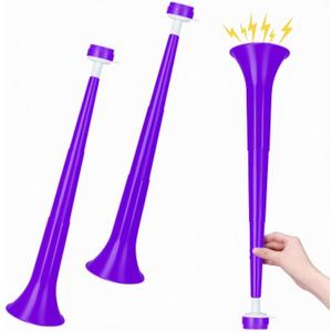2 Pieces Stadium Horn for Adult, 21 Inch Collapsible Vuvuzela Trumpet for Sporting Events Football Carnival Party, Purple